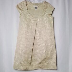 DIANE VON FURSTENBERG (DVF) AYUKA GOLD METALLIC SHIFT DRESS SIZE 8